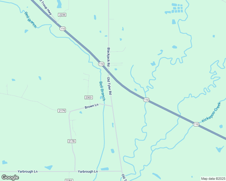 map of restaurants, bars, coffee shops, grocery stores, and more near 21606 County Road 2138 in Troup