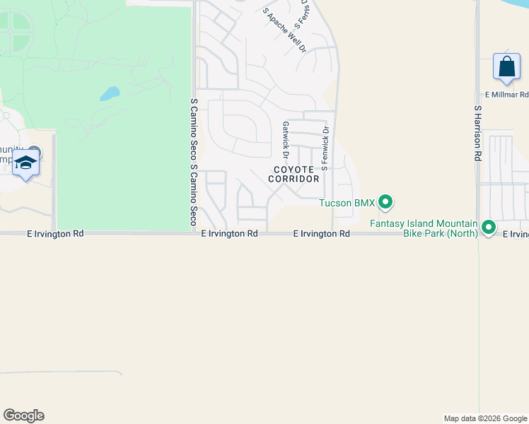 map of restaurants, bars, coffee shops, grocery stores, and more near 8934 East Citrus Tree Drive in Tucson
