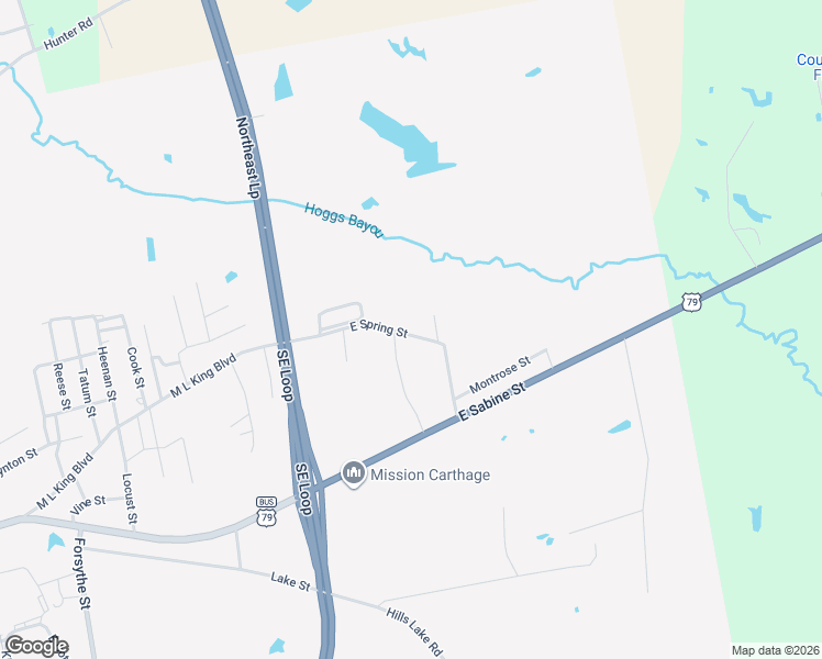 map of restaurants, bars, coffee shops, grocery stores, and more near 1504 East Spring Street in Carthage