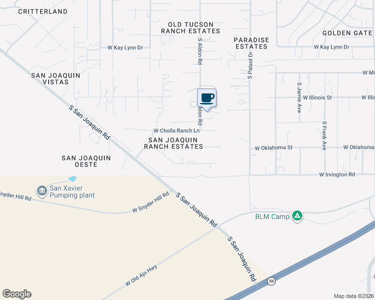 map of restaurants, bars, coffee shops, grocery stores, and more near 7351 West Citrus Ranch Place in Tucson