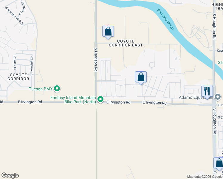 map of restaurants, bars, coffee shops, grocery stores, and more near Loren Way in Tucson