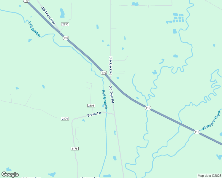 map of restaurants, bars, coffee shops, grocery stores, and more near 21680-21688 Old Tyler Hwy in Troup