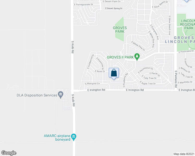 map of restaurants, bars, coffee shops, grocery stores, and more near 4772 South Rose Place in Tucson