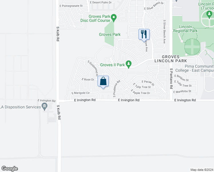 map of restaurants, bars, coffee shops, grocery stores, and more near 4800 South Lantana Circle in Tucson