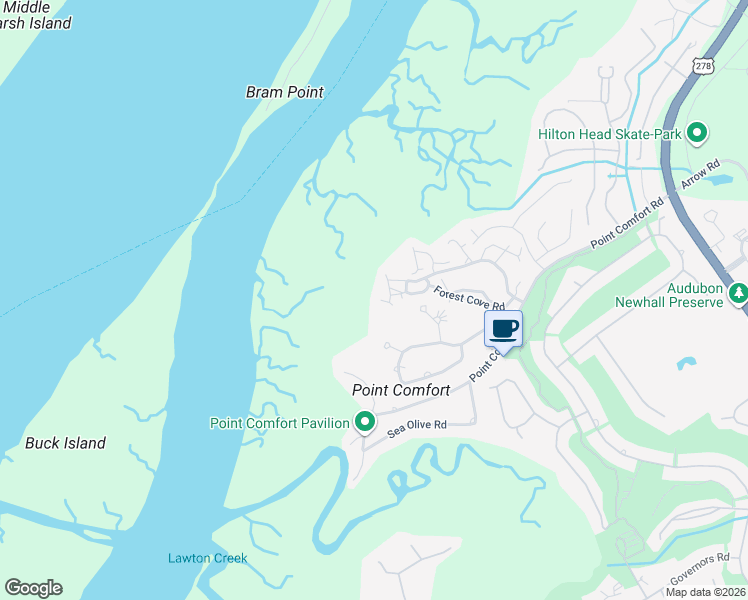 map of restaurants, bars, coffee shops, grocery stores, and more near Anchorage Point in Hilton Head Island