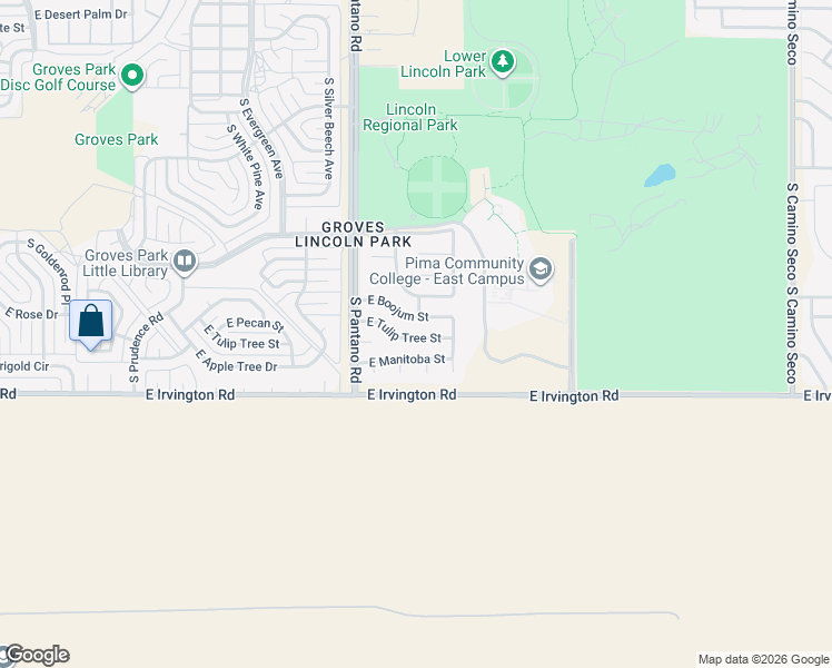 map of restaurants, bars, coffee shops, grocery stores, and more near 8012 East Tulip Tree Street in Tucson