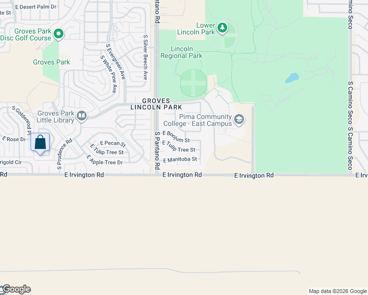 map of restaurants, bars, coffee shops, grocery stores, and more near 8012 East Tulip Tree Street in Tucson