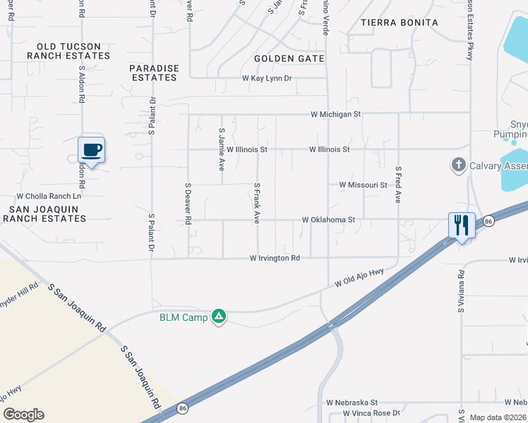 map of restaurants, bars, coffee shops, grocery stores, and more near 6766 West Oklahoma Street in Tucson