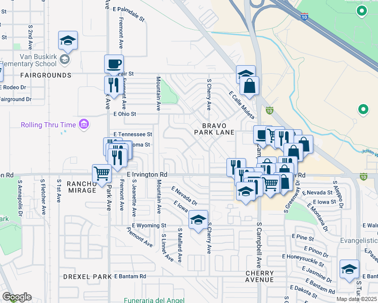 map of restaurants, bars, coffee shops, grocery stores, and more near 4810 South Camino De La Plaza in Tucson