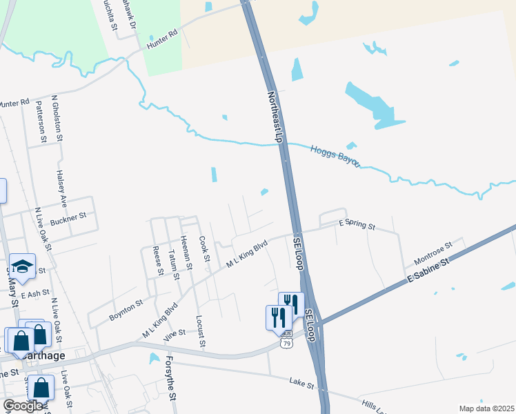 map of restaurants, bars, coffee shops, grocery stores, and more near 1011 Warren Street in Carthage