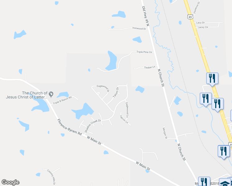 map of restaurants, bars, coffee shops, grocery stores, and more near 720 Tatum Drive in Florence