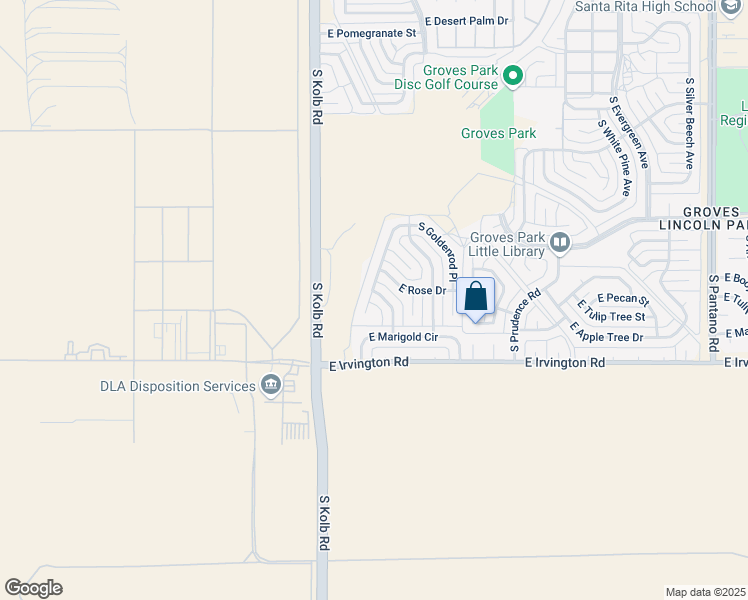 map of restaurants, bars, coffee shops, grocery stores, and more near 4774 South Green Olive Drive in Tucson