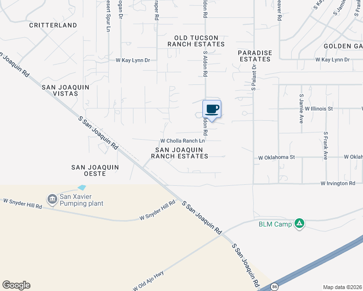 map of restaurants, bars, coffee shops, grocery stores, and more near 7410 West Cholla Ranch Lane in Tucson
