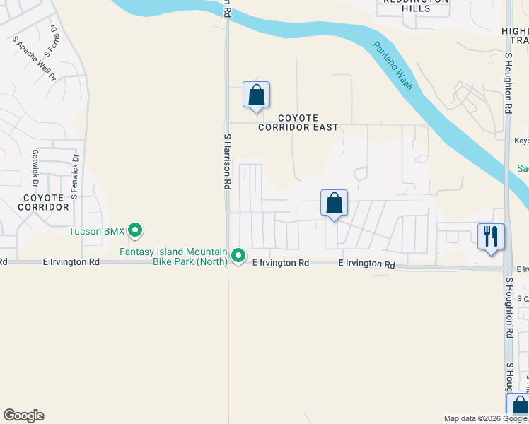 map of restaurants, bars, coffee shops, grocery stores, and more near 4675 South Harrison Road in Tucson