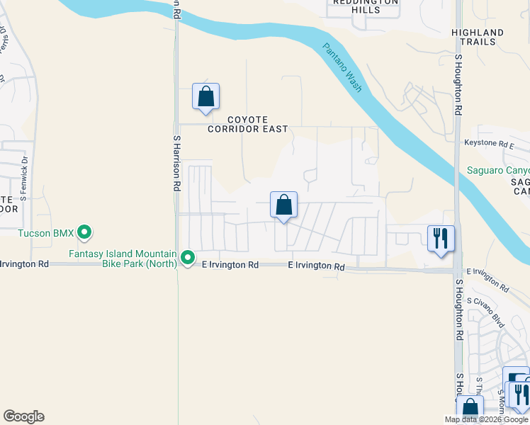 map of restaurants, bars, coffee shops, grocery stores, and more near 9651 East Millmar Road in Tucson