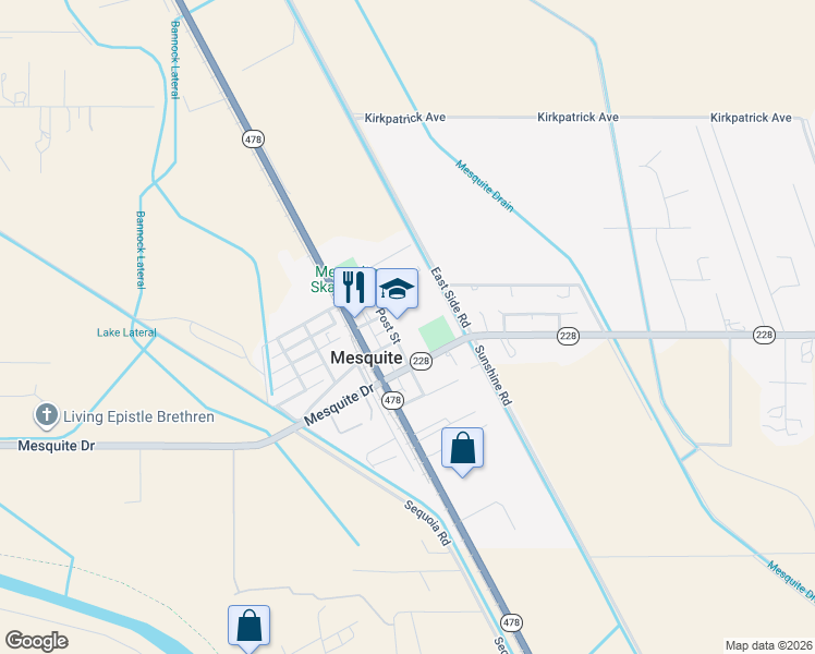 map of restaurants, bars, coffee shops, grocery stores, and more near 205 New Mexico 228 in Mesquite