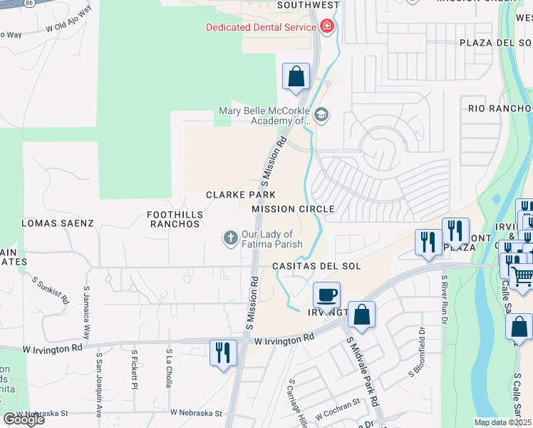 map of restaurants, bars, coffee shops, grocery stores, and more near in Drexel Heights