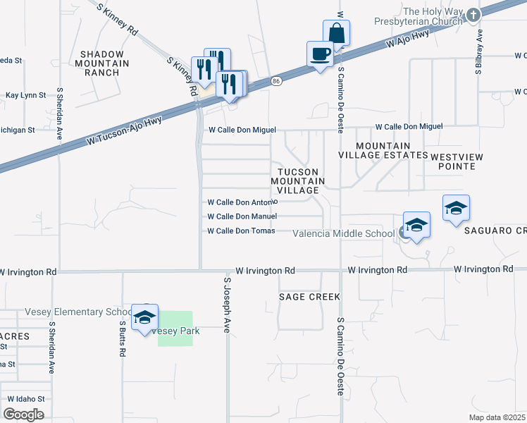map of restaurants, bars, coffee shops, grocery stores, and more near 4813 West Calle Don Antonio in Tucson