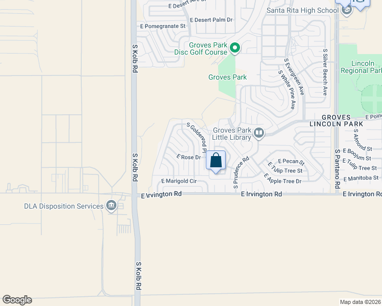 map of restaurants, bars, coffee shops, grocery stores, and more near 4726 South Primrose Street in Tucson