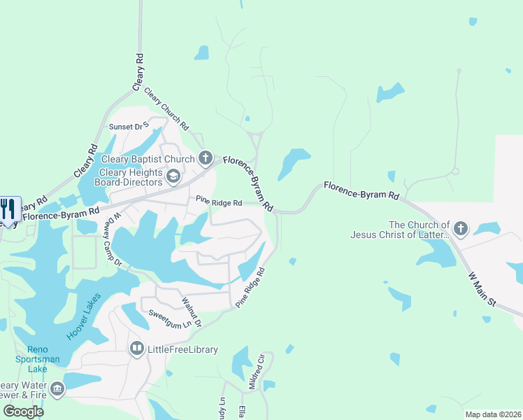 map of restaurants, bars, coffee shops, grocery stores, and more near 118 Pine Ridge Road in Florence