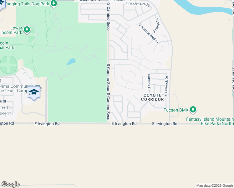 map of restaurants, bars, coffee shops, grocery stores, and more near 4724 South Lincoln Ridge Drive in Tucson