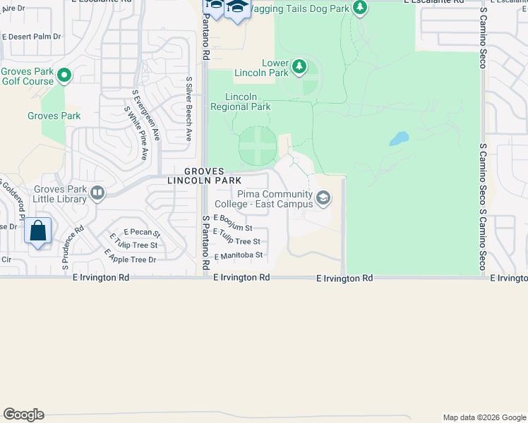 map of restaurants, bars, coffee shops, grocery stores, and more near 4729 South Manitoba Avenue in Tucson
