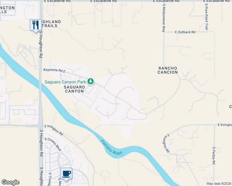 map of restaurants, bars, coffee shops, grocery stores, and more near 4769 South Paseo Melodioso in Tucson