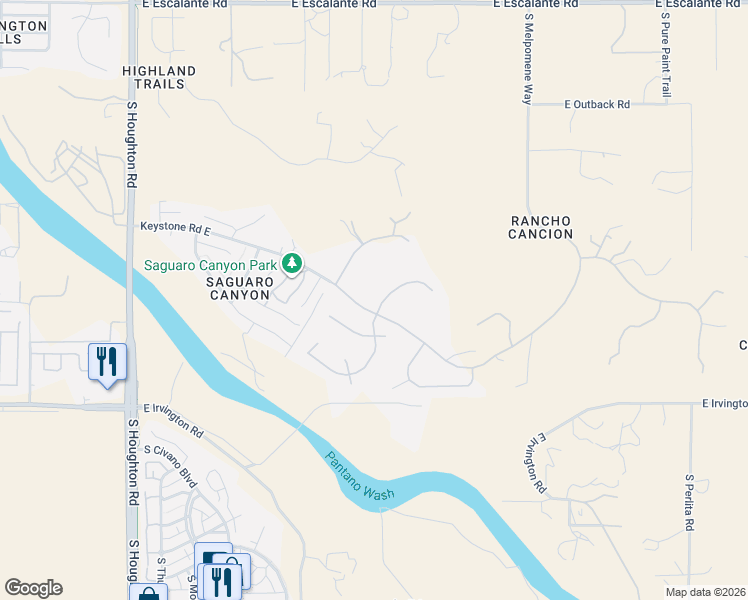 map of restaurants, bars, coffee shops, grocery stores, and more near 4769 South Paseo Melodioso in Tucson