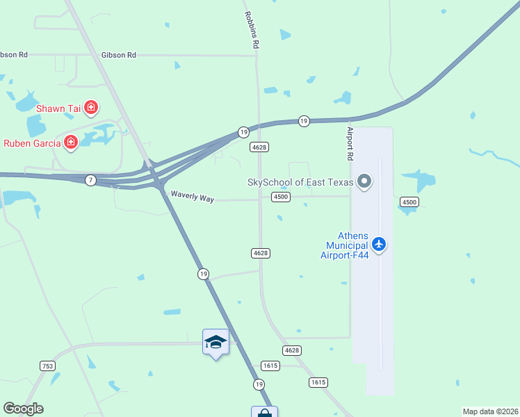 map of restaurants, bars, coffee shops, grocery stores, and more near 115 Waverly Way in Athens
