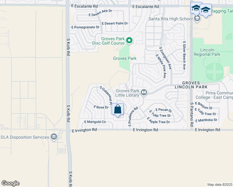 map of restaurants, bars, coffee shops, grocery stores, and more near 4568 South Poinciana Drive in Tucson