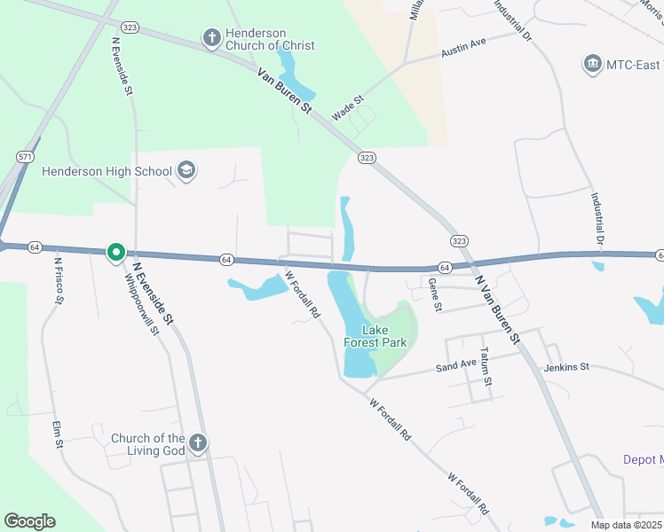 map of restaurants, bars, coffee shops, grocery stores, and more near 1611 State Highway 64 in Henderson