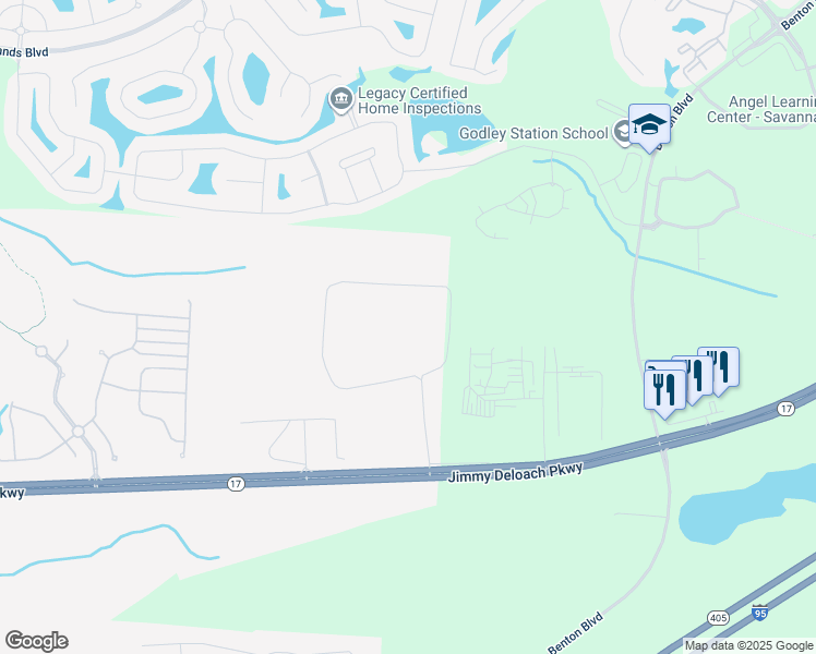 map of restaurants, bars, coffee shops, grocery stores, and more near 60 Triple B Trail in Port Wentworth