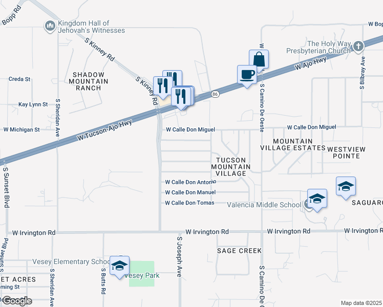 map of restaurants, bars, coffee shops, grocery stores, and more near 4873 West Paseo Don Carlos in Tucson