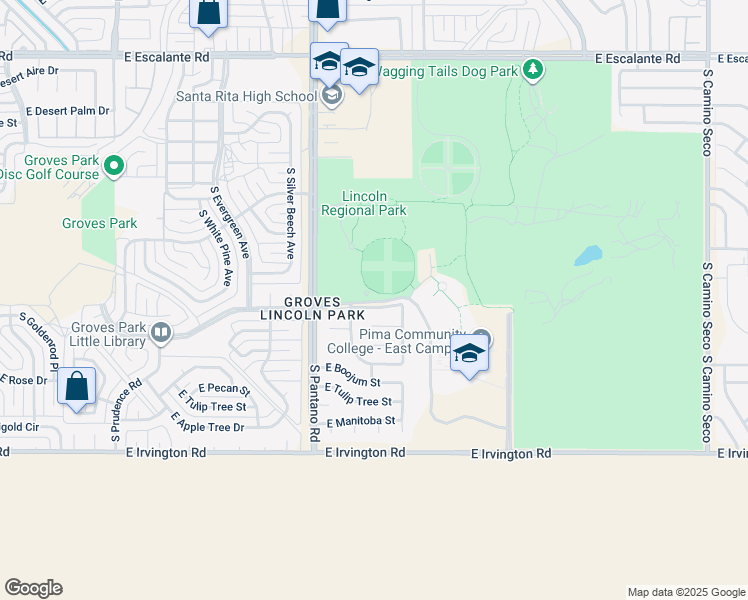 map of restaurants, bars, coffee shops, grocery stores, and more near 8155 East Poinciana Drive in Tucson