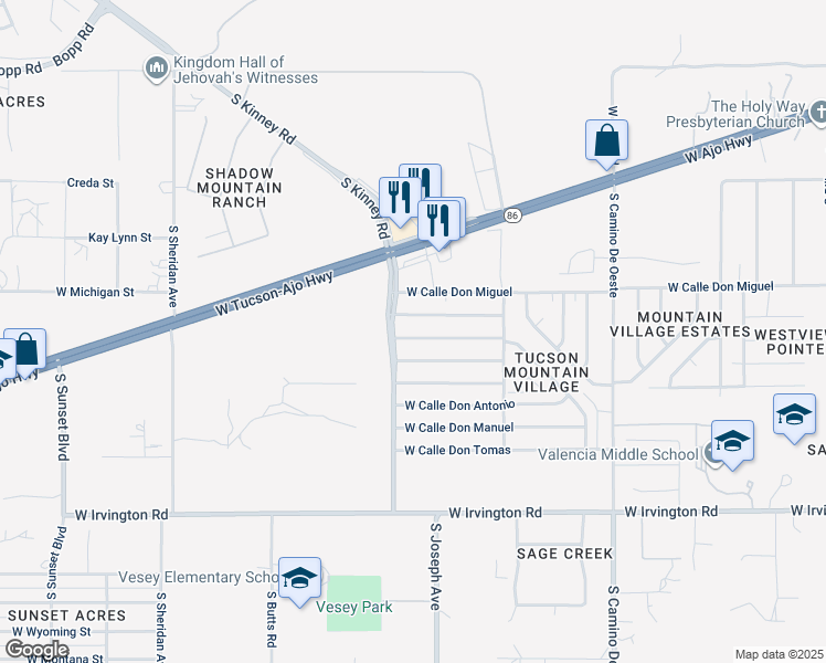 map of restaurants, bars, coffee shops, grocery stores, and more near 4972 West Paseo Don Carlos in Tucson