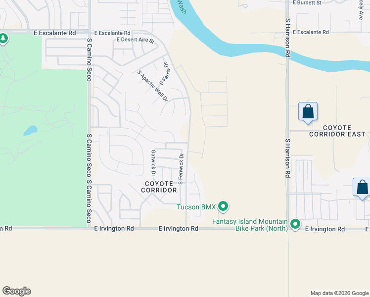 map of restaurants, bars, coffee shops, grocery stores, and more near 4497 South Fenwick Drive in Tucson
