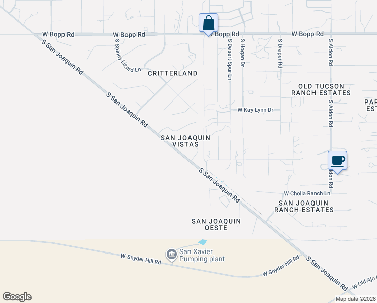 map of restaurants, bars, coffee shops, grocery stores, and more near 4412 South Southern Cross Place in Tucson