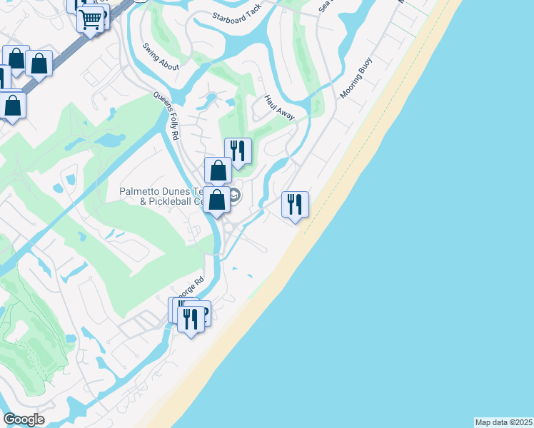 map of restaurants, bars, coffee shops, grocery stores, and more near 14 Mooring Buoy in Hilton Head Island