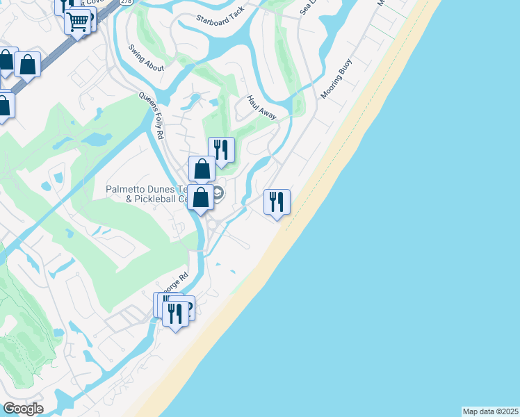 map of restaurants, bars, coffee shops, grocery stores, and more near 14 Mooring Buoy in Hilton Head Island