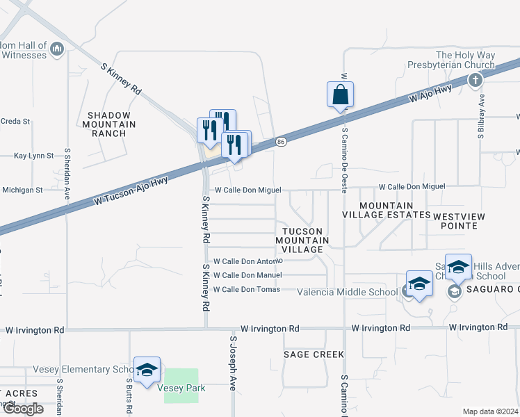 map of restaurants, bars, coffee shops, grocery stores, and more near 4837 West Calle Don Alfonso in Tucson