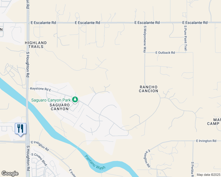 map of restaurants, bars, coffee shops, grocery stores, and more near 10845 East Placita Merengue in Tucson