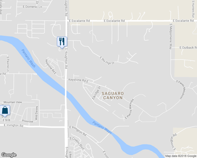 map of restaurants, bars, coffee shops, grocery stores, and more near 4548 South Chatam Ridge in Tucson