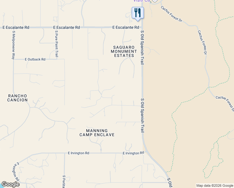 map of restaurants, bars, coffee shops, grocery stores, and more near 11701 East Spanish Ridge Place in Tucson