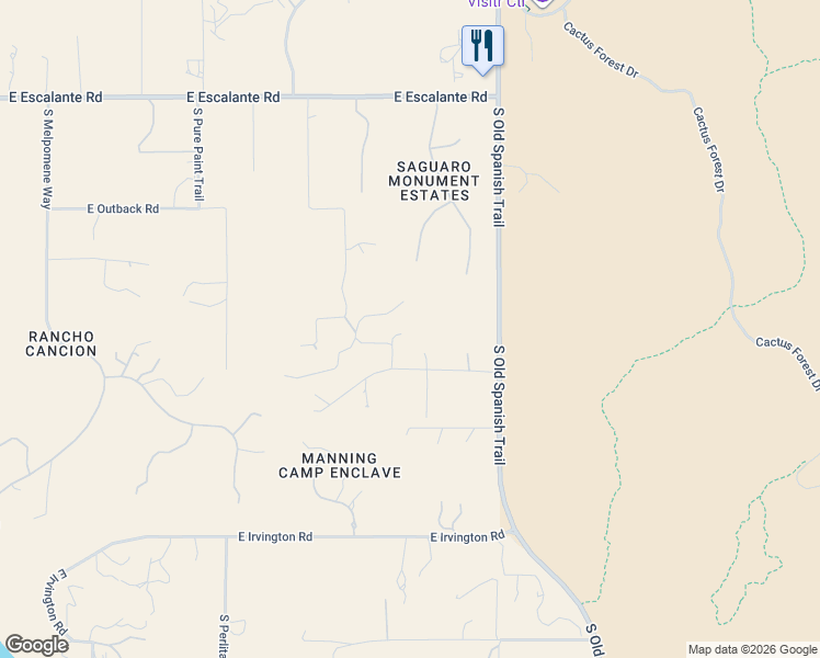 map of restaurants, bars, coffee shops, grocery stores, and more near 11701 East Spanish Ridge Place in Tucson