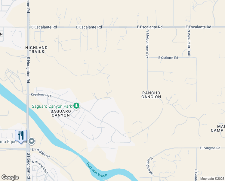 map of restaurants, bars, coffee shops, grocery stores, and more near 10845 East Placita Merengue in Tucson