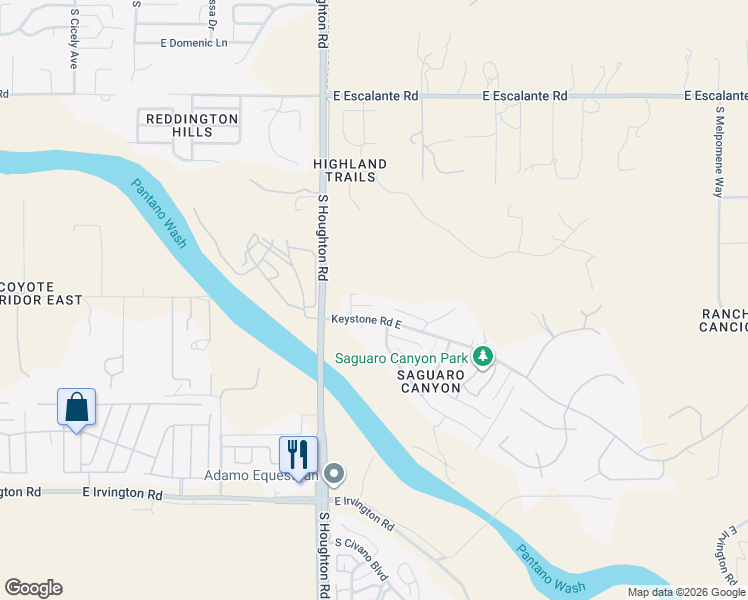 map of restaurants, bars, coffee shops, grocery stores, and more near 10391 East Heritage Place in Tucson