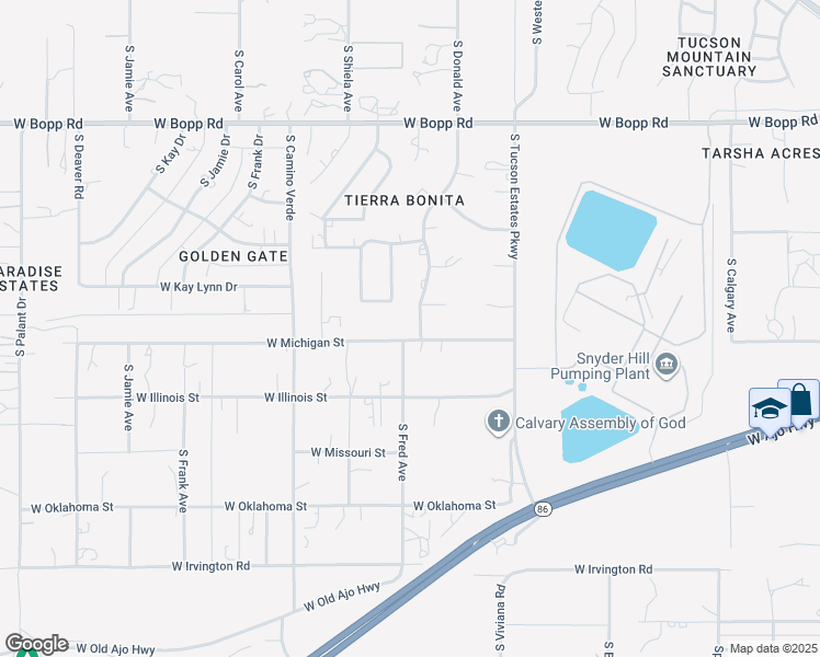 map of restaurants, bars, coffee shops, grocery stores, and more near 4242 South Donald Avenue in Tucson