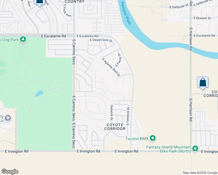 map of restaurants, bars, coffee shops, grocery stores, and more near 8957 East Mayberry Drive in Tucson