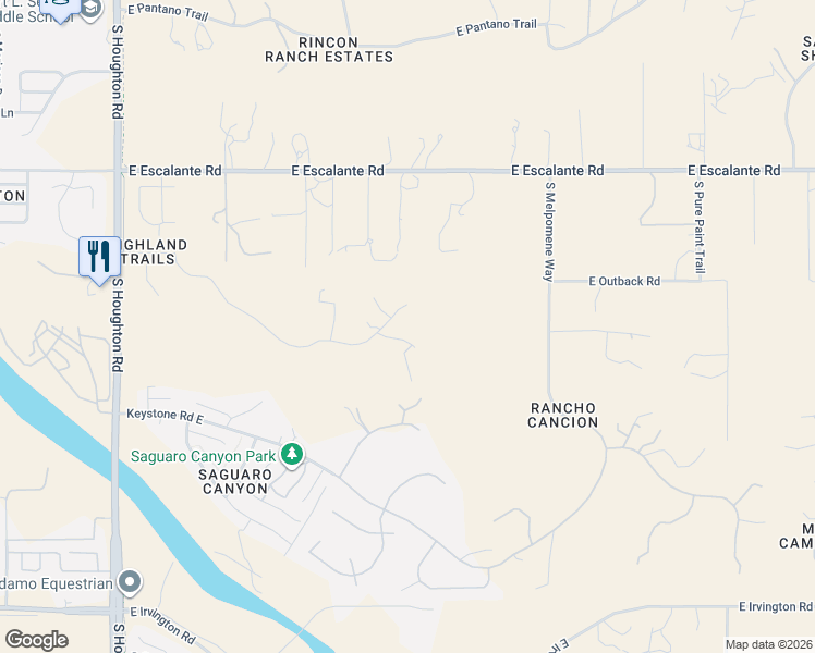 map of restaurants, bars, coffee shops, grocery stores, and more near 10808 South Sky High Place in Tucson