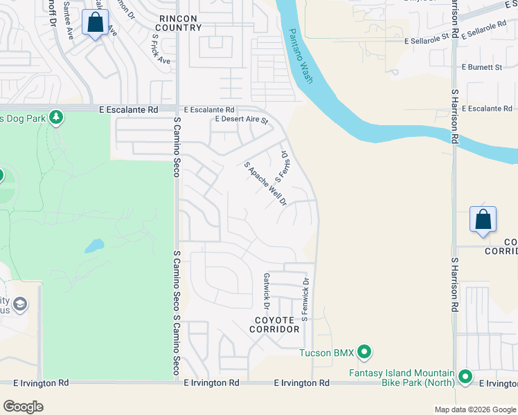 map of restaurants, bars, coffee shops, grocery stores, and more near 8939 East McMurray Place in Tucson
